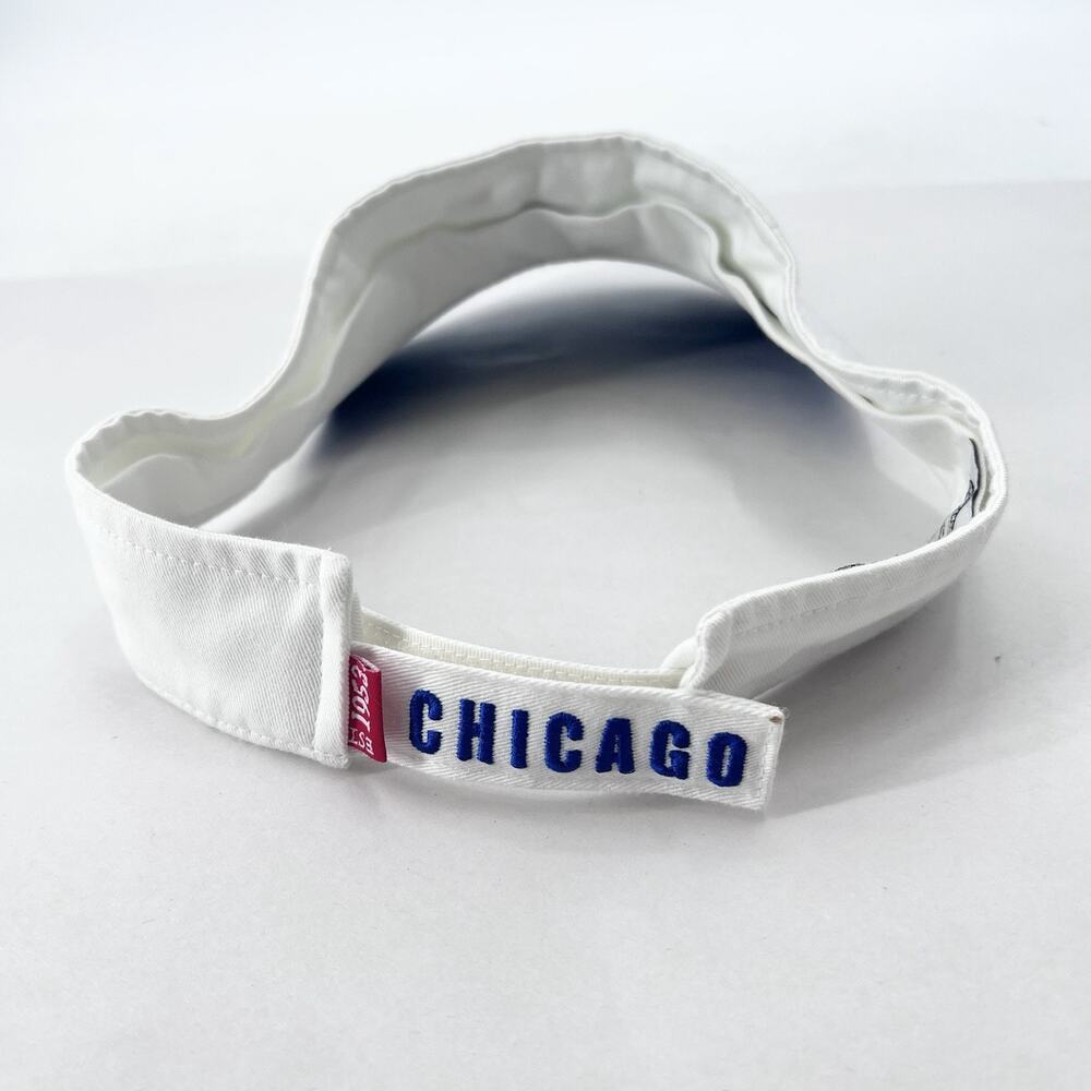 The Cubby Bear Chicago Wrigleyville Baseball White Visor Cap Hat Adjustable - Picture 4 of 7